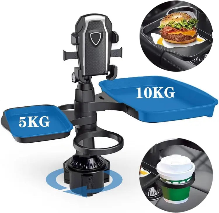 Car Food Tray with Phone Holder & Cup Holders – Multi-Function Vehicle Dining Organizer