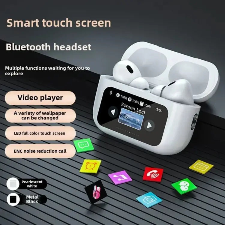 Smart Touch Screen Bluetooth Earbuds – Wireless Headset with LED Display Case