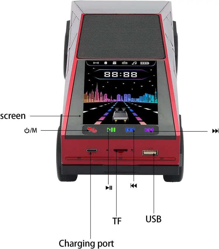 Red Cybertruck-Style Remote Control Toy Car with USB Charging Cable