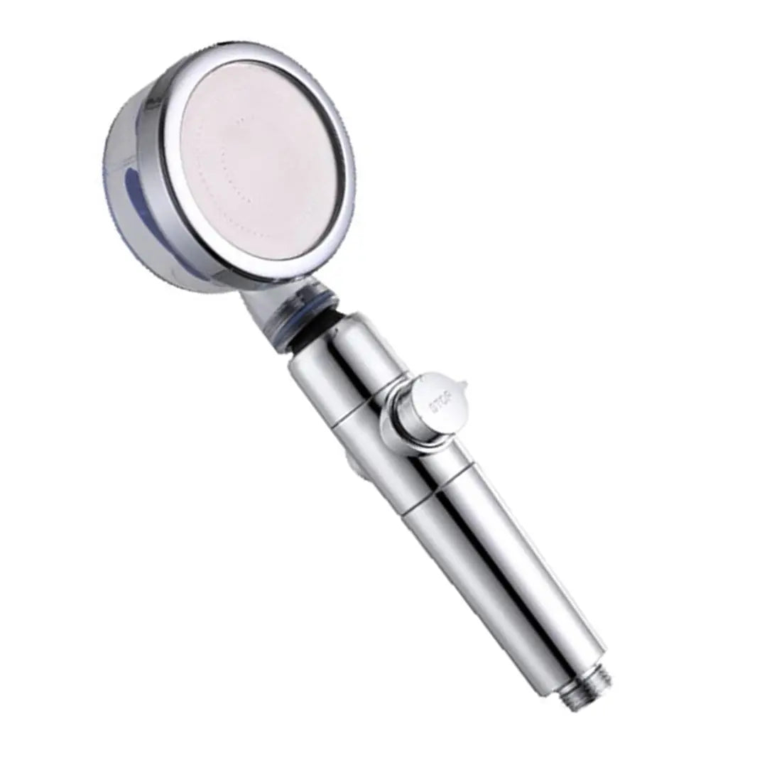 High Pressure Handheld Shower Head with Water-Saving Stop Button | Chrome Finish