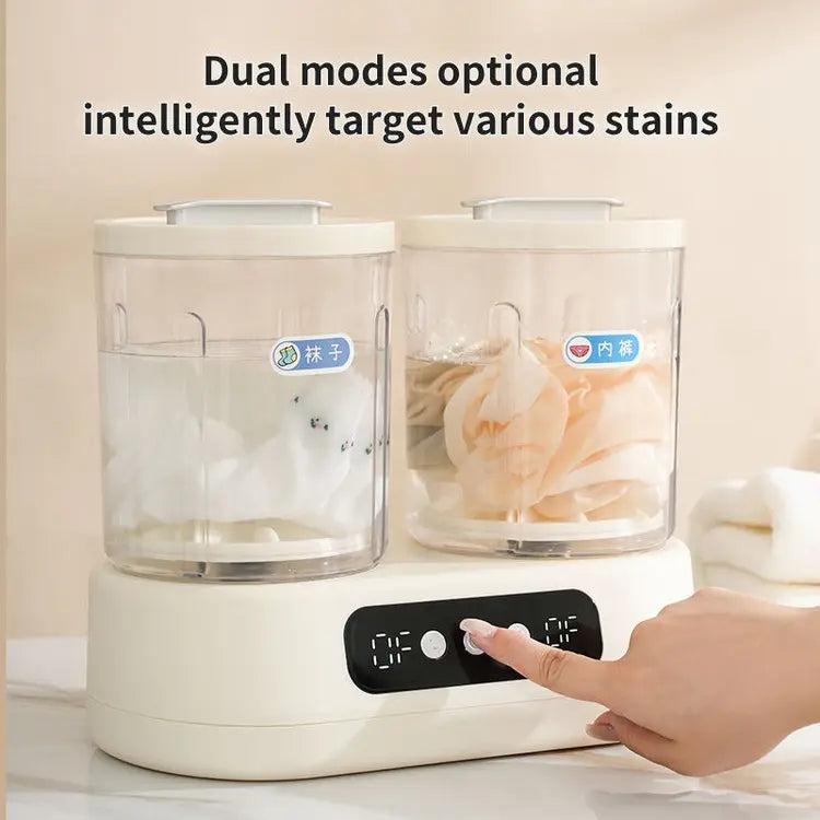 Compact Dual-Tub Mini Washing Machine – Separate Wash for Underwear & Socks