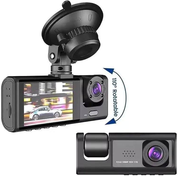 Dual Camera Car Dash Cam – 1080P Front & Rear Recorder with 110° Rotatable Lens