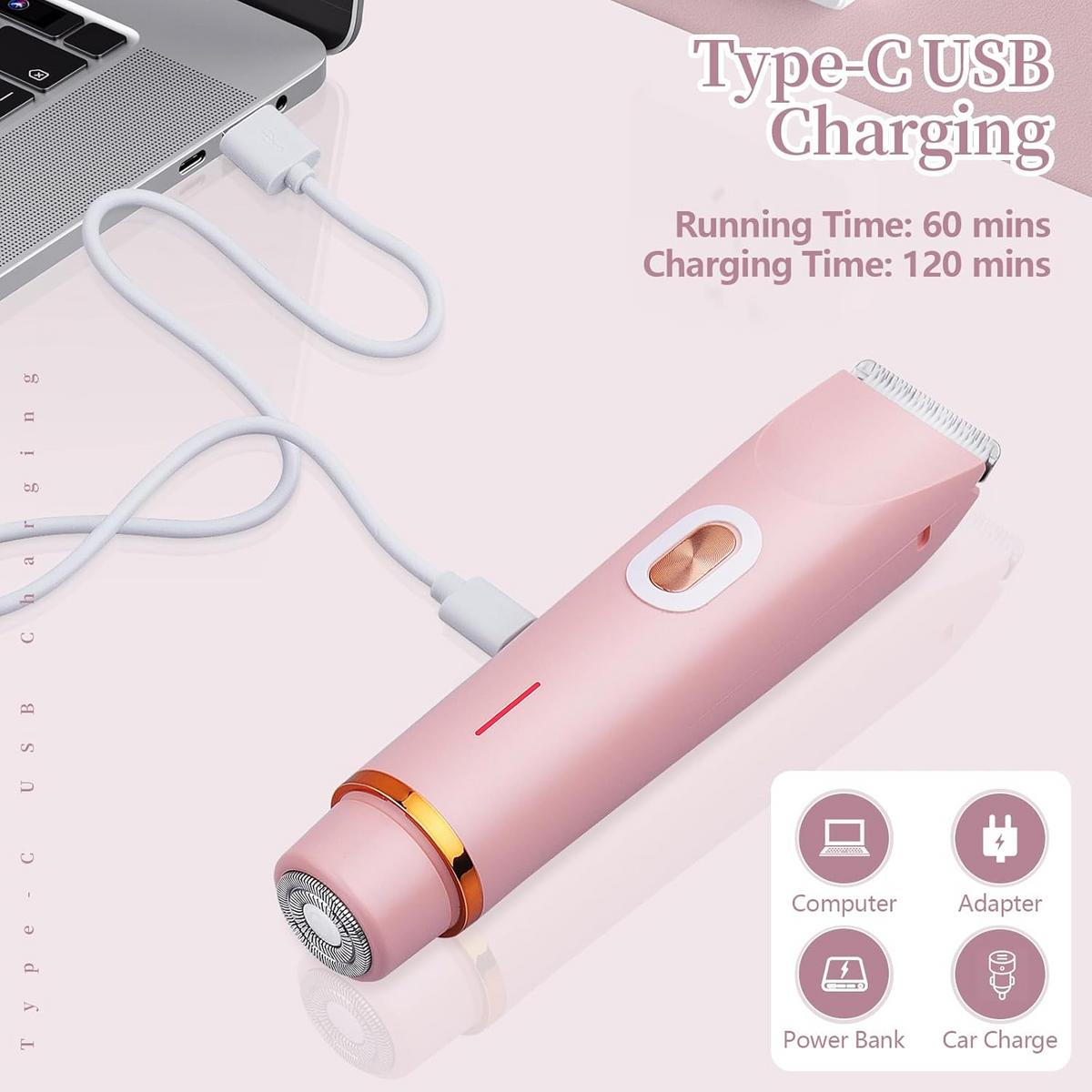 2-in-1 Dual Head Electric Shaver for Women – Rechargeable Body & Facial Hair Trimmer