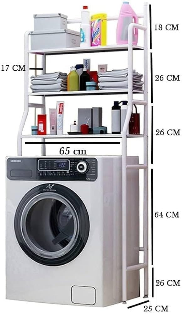 3-Tier Over-Washing-Machine Storage Rack | Space-Saving Laundry Shelf Organizer – 65cm Wide, No-Drill Design