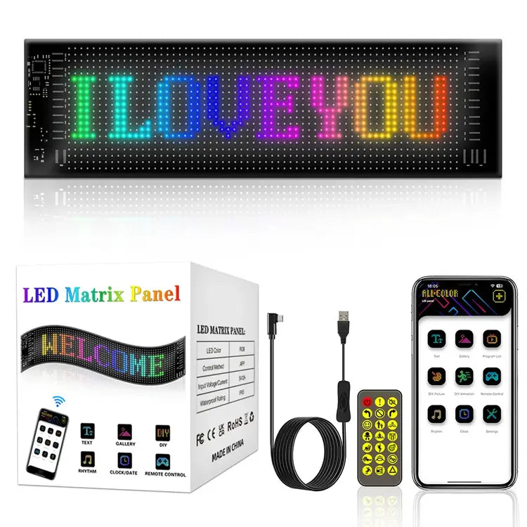 Flexible Programmable LED Display Panel – App-Controlled RGB Matrix Screen