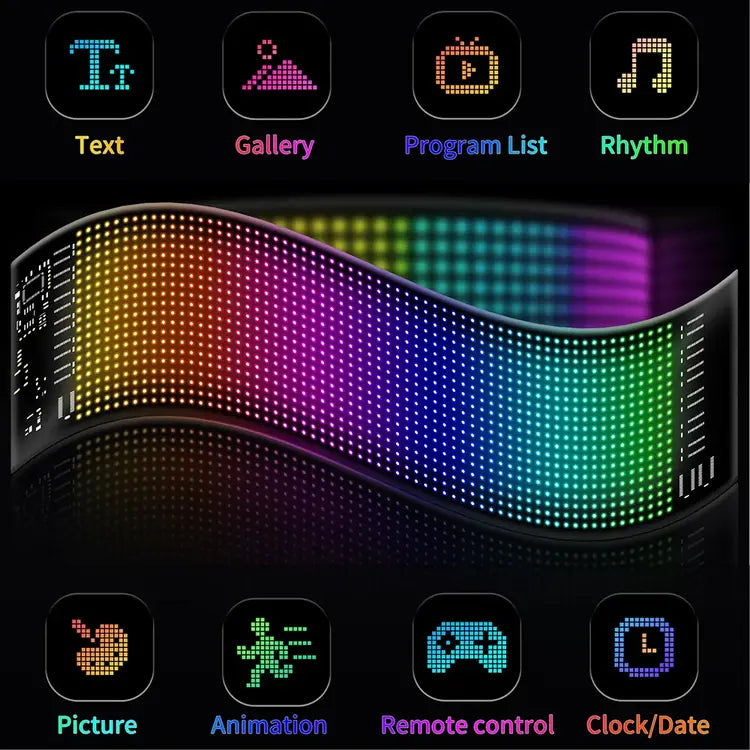 Flexible Programmable LED Display Panel – App-Controlled RGB Matrix Screen