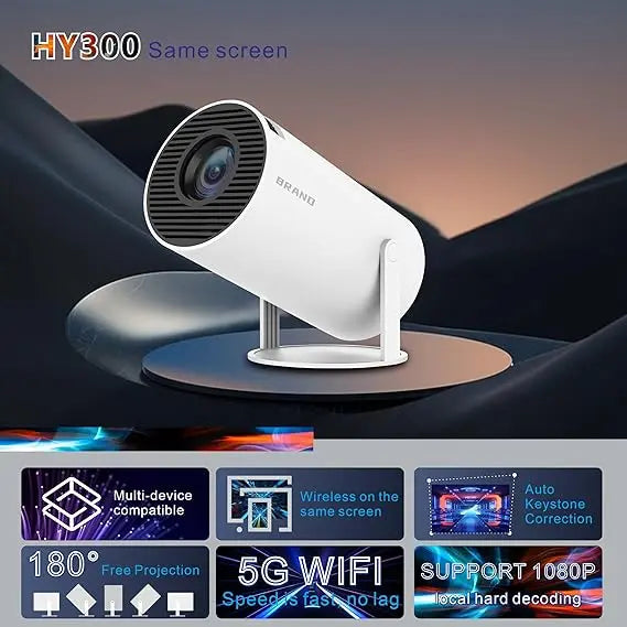 HY300 Mini WiFi Projector – Portable Home Theater Projector with Screen Mirroring