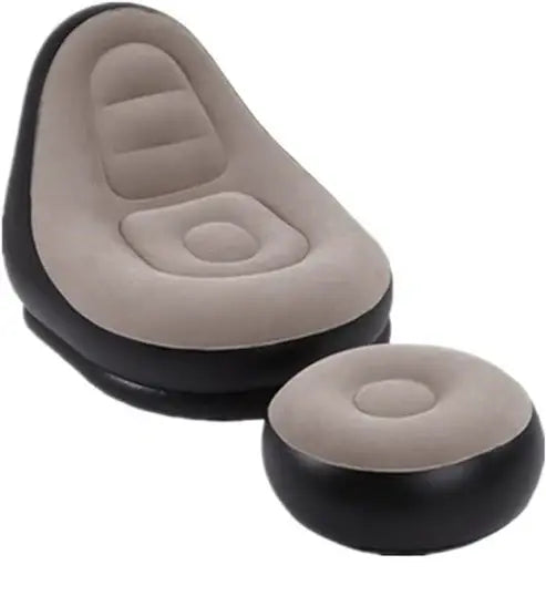 Inflatable Flocking Sofa with Footstool | Portable Folding Lounge Chair for Indoor & Outdoor Use