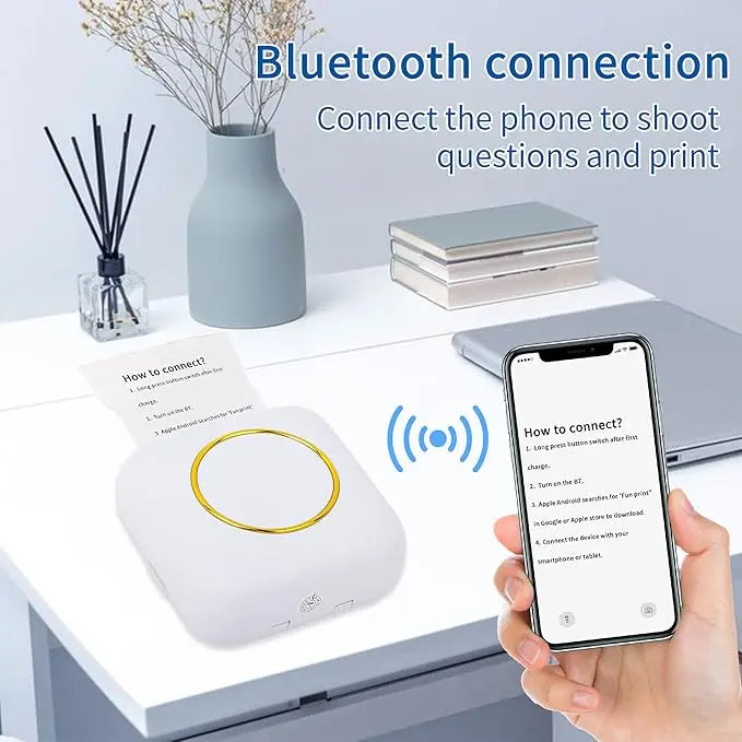 Portable Bluetooth Mini Printer – Wireless Photo & Note Printer for Phone