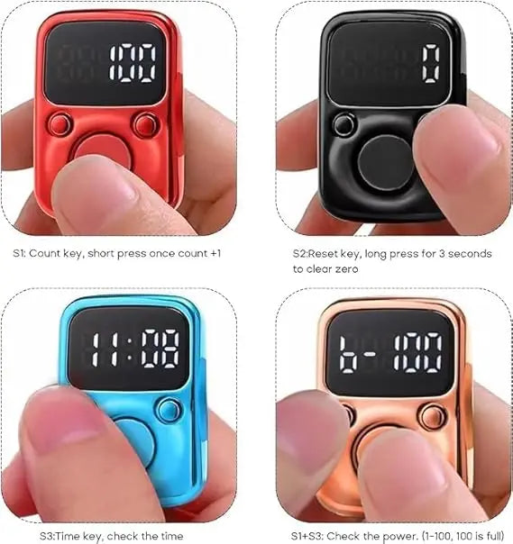 Digital Finger Tasbeeh Counter with Time Display – Electronic Dhikr Counter Ring