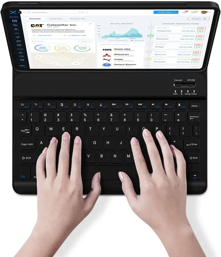 Tablet Folio Case with Detachable Magnetic Keyboard, Adjustable Stand & Pencil Holder