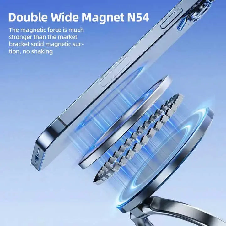 Magnetic Car Phone Mount with Suction Base – Rotating Dashboard & Windshield Holder