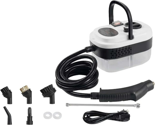 Chemical-free high-pressure steam cleaner with hose, wand & multiple brush heads. Shop online across UAE.