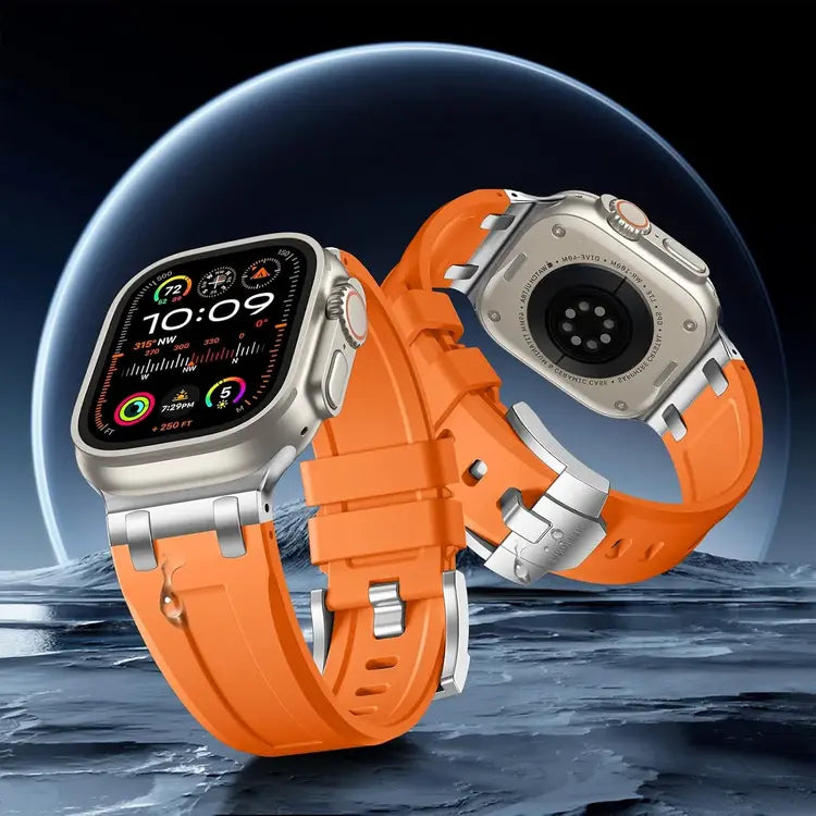 Orange Silicone Watch Band with Steel Buckle – 49mm Ultra-Style | UAE