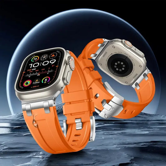 Orange Silicone Watch Band with Steel Buckle – 49mm Ultra-Style | UAE