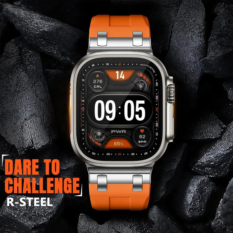 Orange Silicone Watch Band with Steel Buckle – 49mm Ultra-Style | UAE