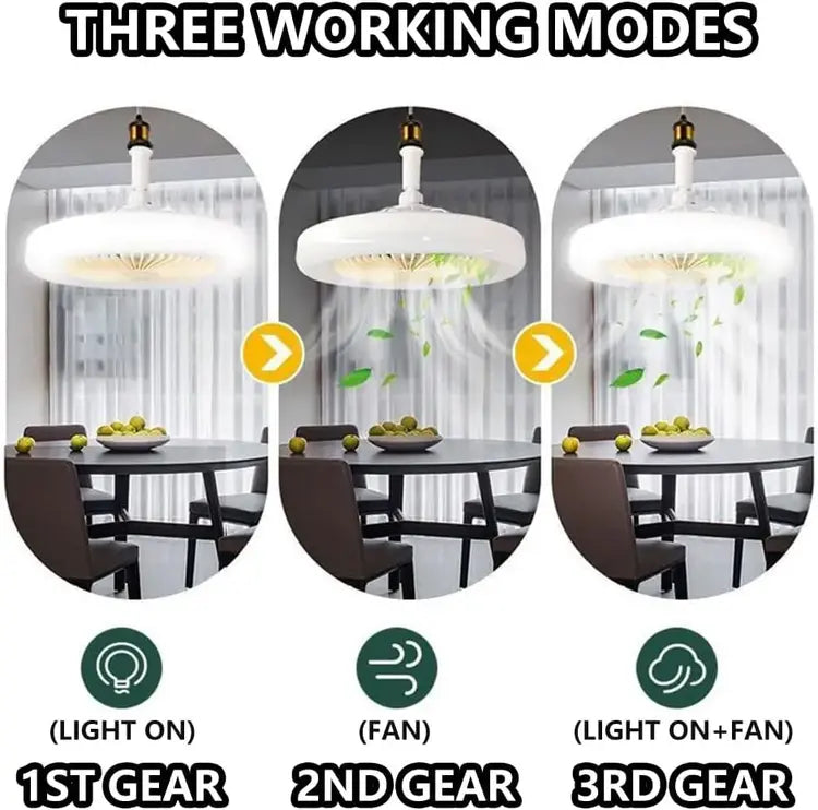 Bladeless Ceiling Fan with LED Light & Remote Control – Modern Fan Light Fixture