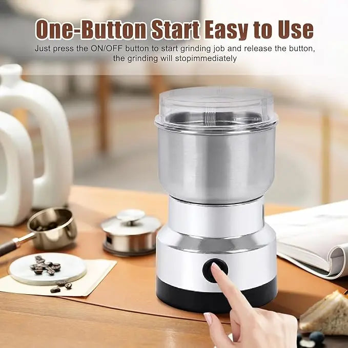 Electric Coffee & Spice Grinder – Compact Dry Food Grinder with Transparent Lid