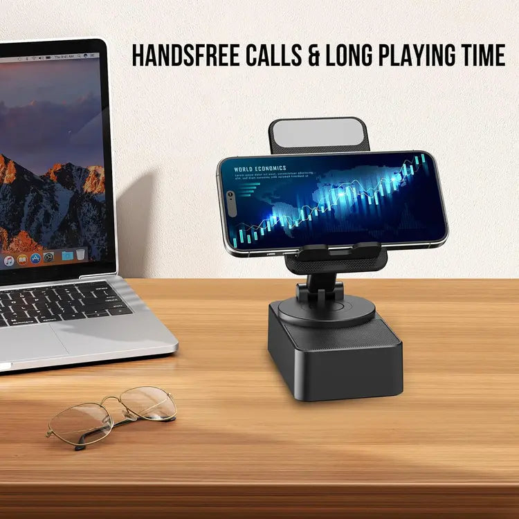 Wireless Bluetooth Speaker with Adjustable Phone Stand – Desktop Hands-Free Audio Dock