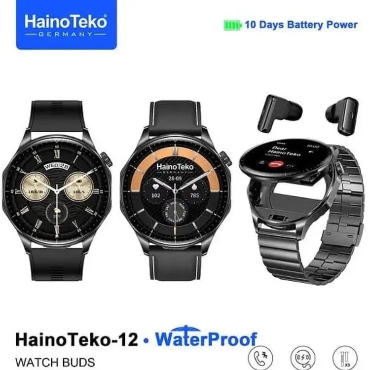 HainoTeko 2-in-1 Smartwatch with Built-In Wireless Earbuds | UAE