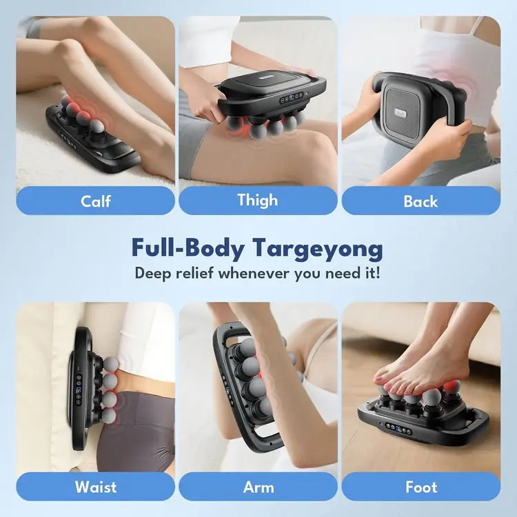 Six-Head Fascia Massage Gun for Back & Body – Manual Muscle Massage Tool