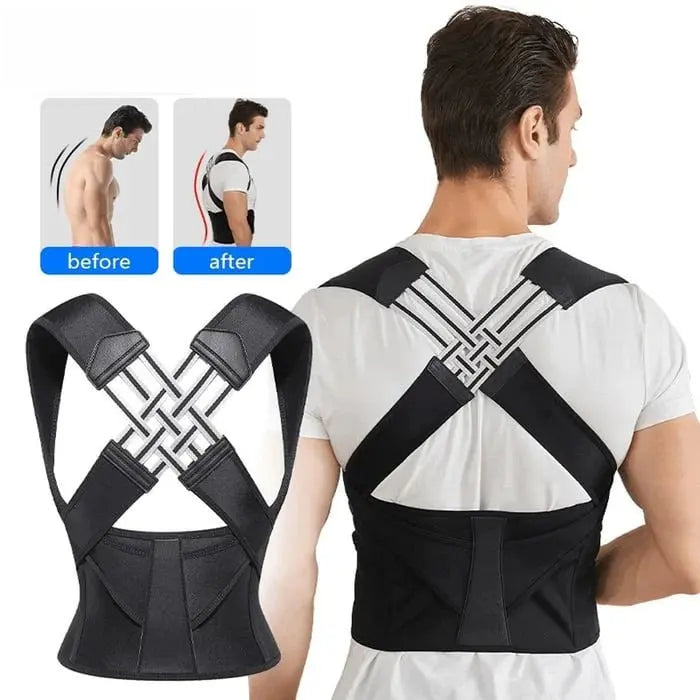 Adjustable Posture Corrector Back Support Belt for Men – Cross-Back Shoulder & Upper Body Support