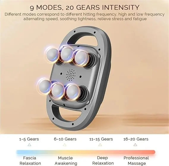 Six-Head Fascia Massage Gun for Back & Body – Manual Muscle Massage Tool