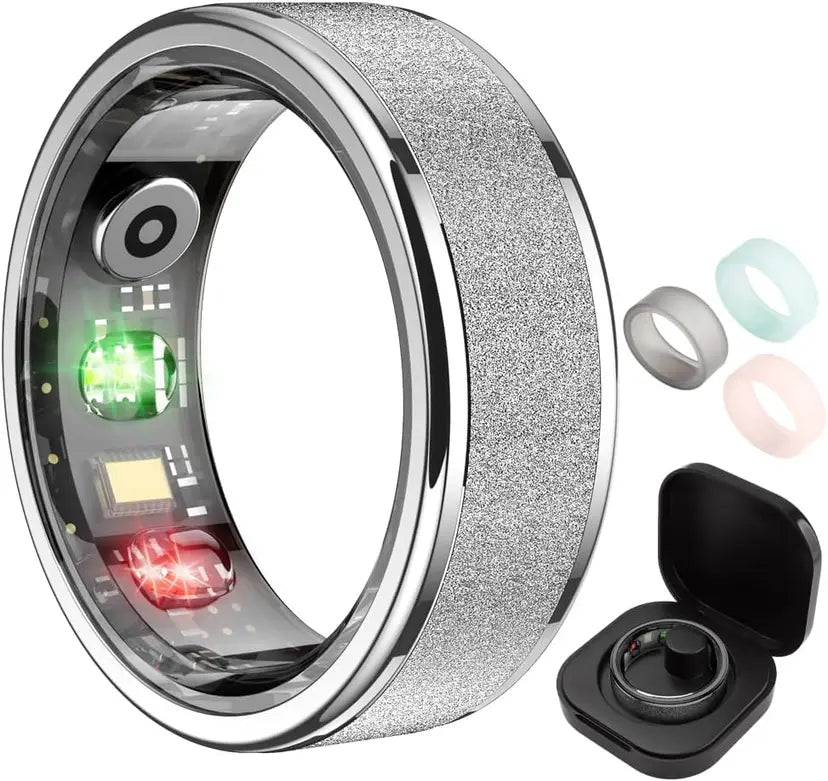Smart Health Tracking Ring with Charging Case – Wearable Sensor Ring with Sizing Inserts