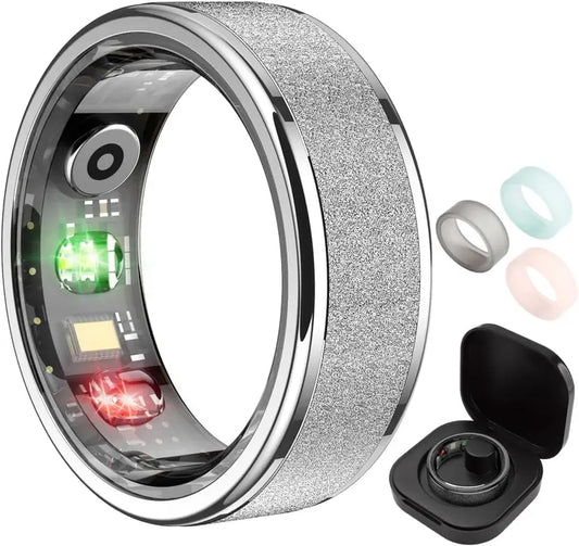 Smart Health Tracking Ring with Charging Case – Wearable Sensor Ring with Sizing Inserts