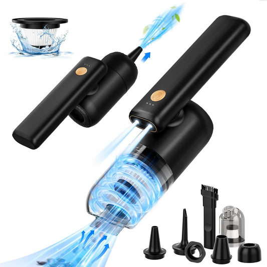 180° Foldable Portable Air Duster & Inflator with LED Light | Multi-Attachment Cleaning Kit