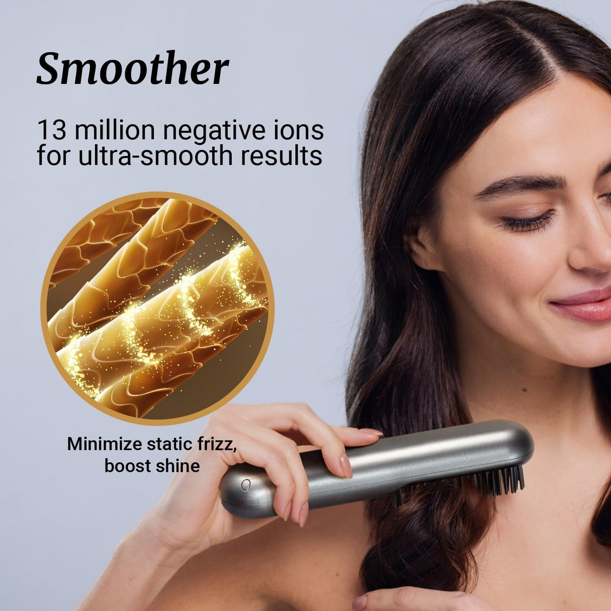 2-in-1 Hair Straightening Brush with Digital Temperature Display – Black & Purple