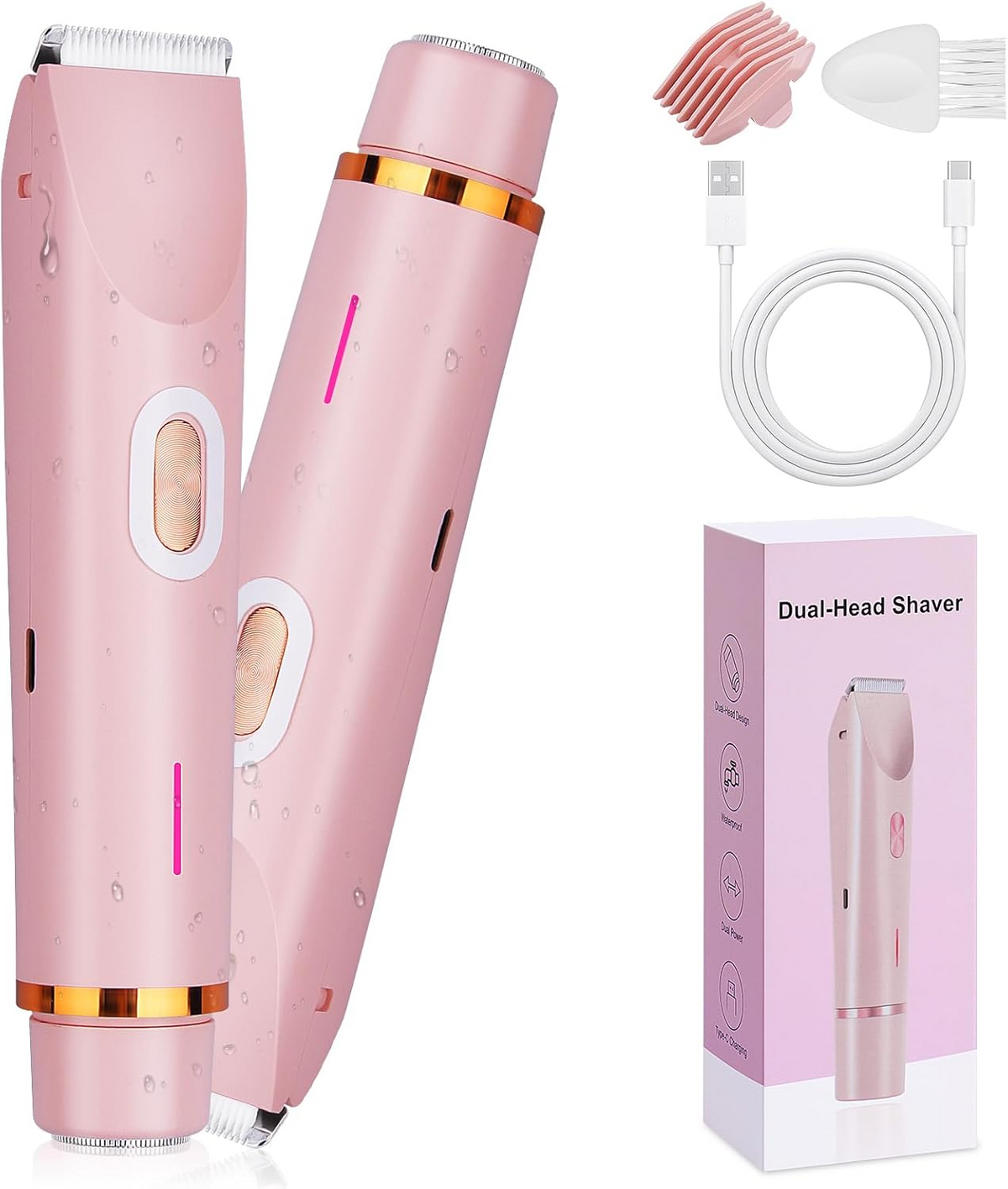 2-in-1 Dual Head Electric Shaver for Women – Rechargeable Body & Facial Hair Trimmer
