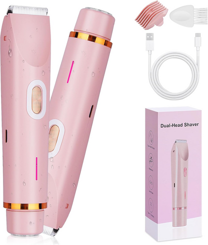 2-in-1 Dual Head Electric Shaver for Women – Rechargeable Body & Facial Hair Trimmer