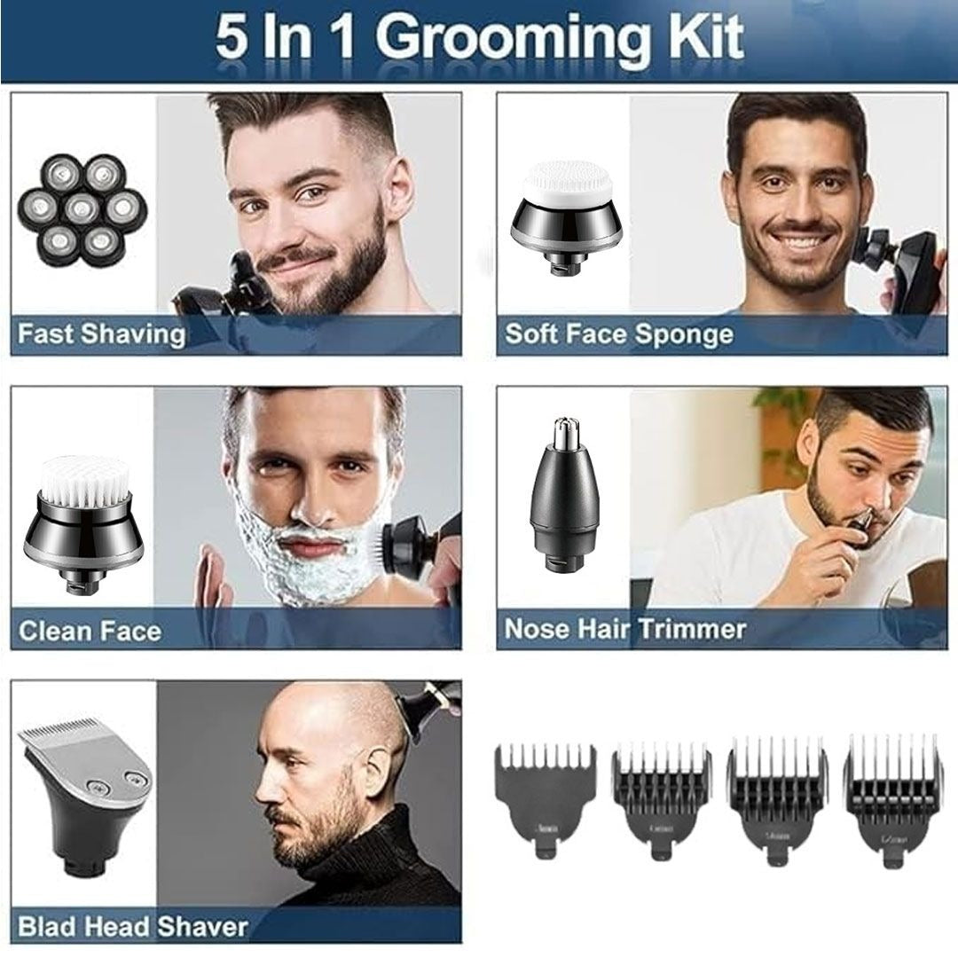 Kemei 5-in-1 Electric Shaver & Grooming Kit with Multi-Function Attachments