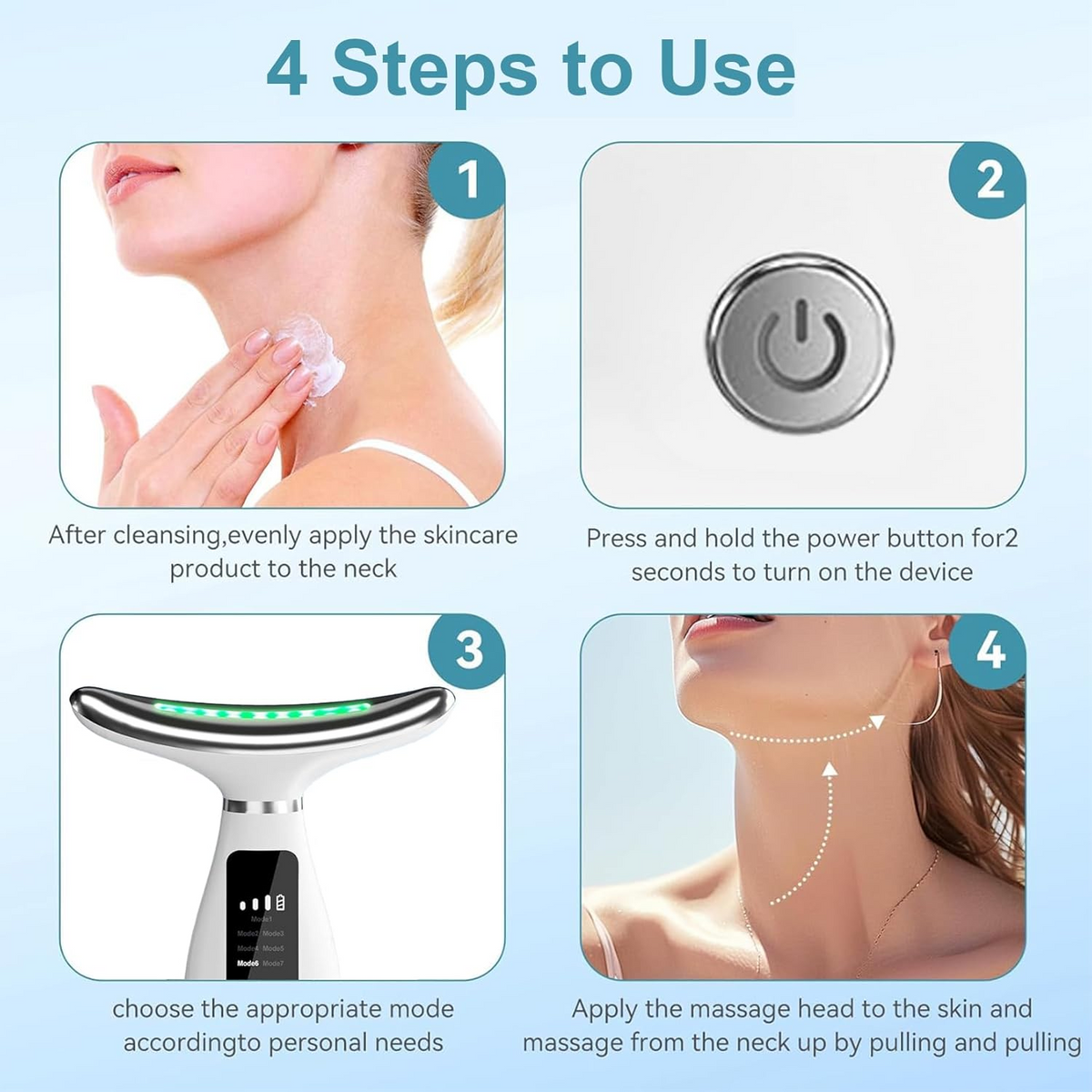 7-in-1 Electric Facial Massager – Sonic Vibration Face & Neck Beauty Tool