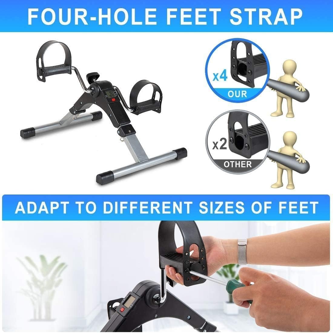 Mini Pedal Exerciser with Digital Display – Portable Arm & Leg Cycle Trainer