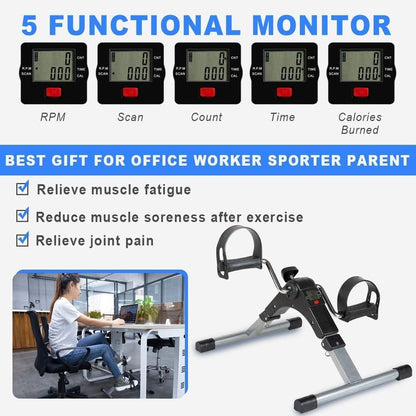 Mini Pedal Exerciser with Digital Display – Portable Arm & Leg Cycle Trainer