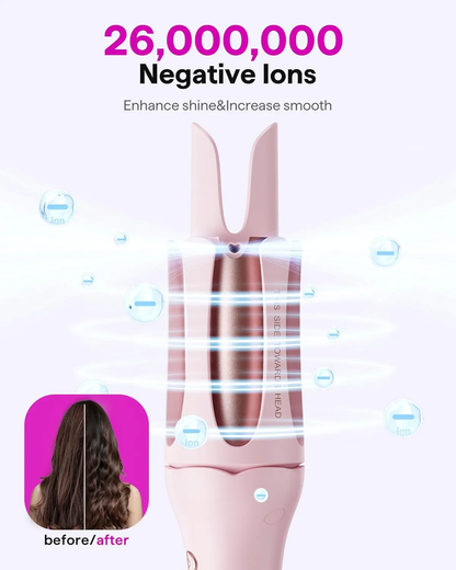 Automatic Hair Curling Iron for Women – Pink Curling Wand & Hair Curler