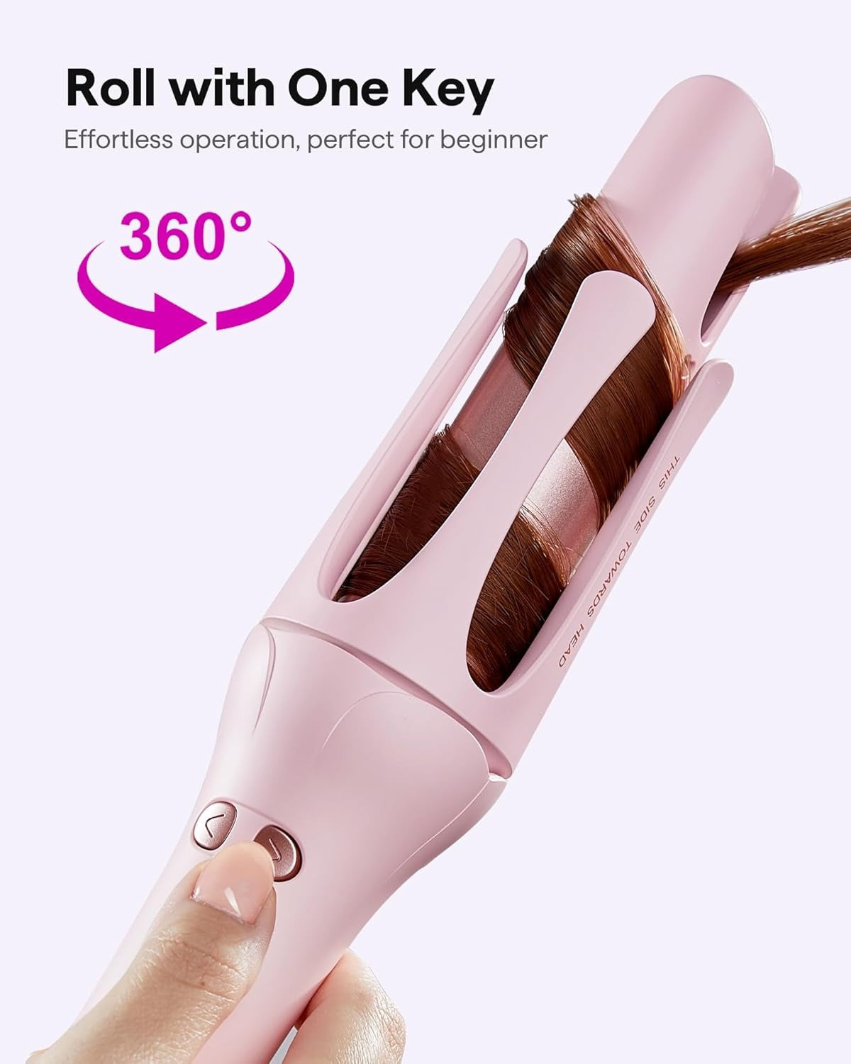 Automatic Hair Curling Iron for Women – Pink Curling Wand & Hair Curler