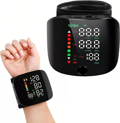 Automatic Wrist Blood Pressure Monitor – Digital BP & Pulse Meter with Large LED Display
