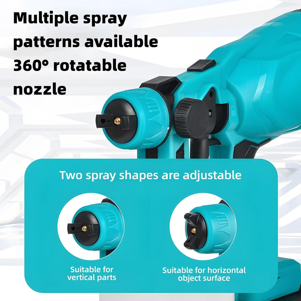 Cordless Paint Sprayer with 2 Batteries, Adjustable Spray Nozzle & 1L Paint Container