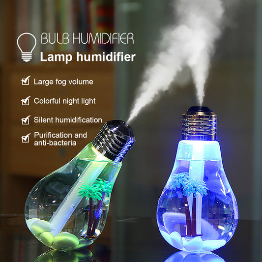 Bulb Humidifier | Lamp-Shaped LED Night Light with Large Fog Volume & Mini Terrarium Design
