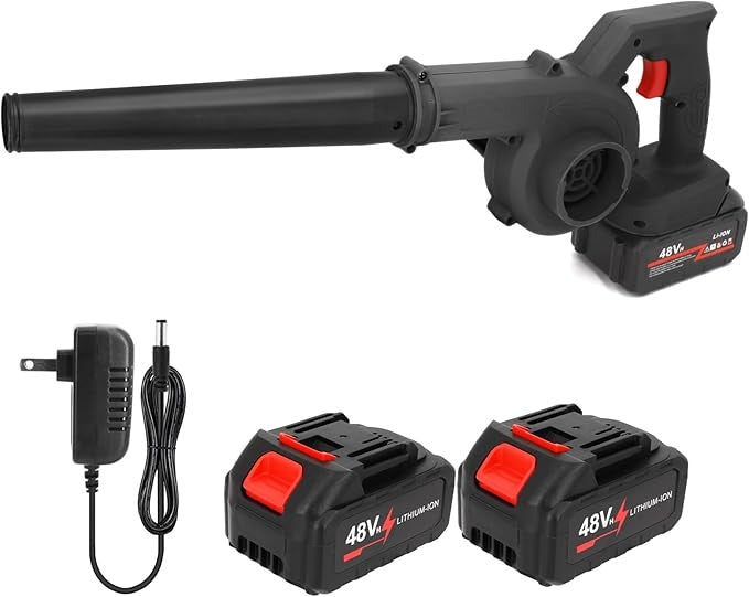 Cordless 48V Lithium-Ion Air Blower | Handheld Battery-Powered Blower with 2 Batteries & Charger