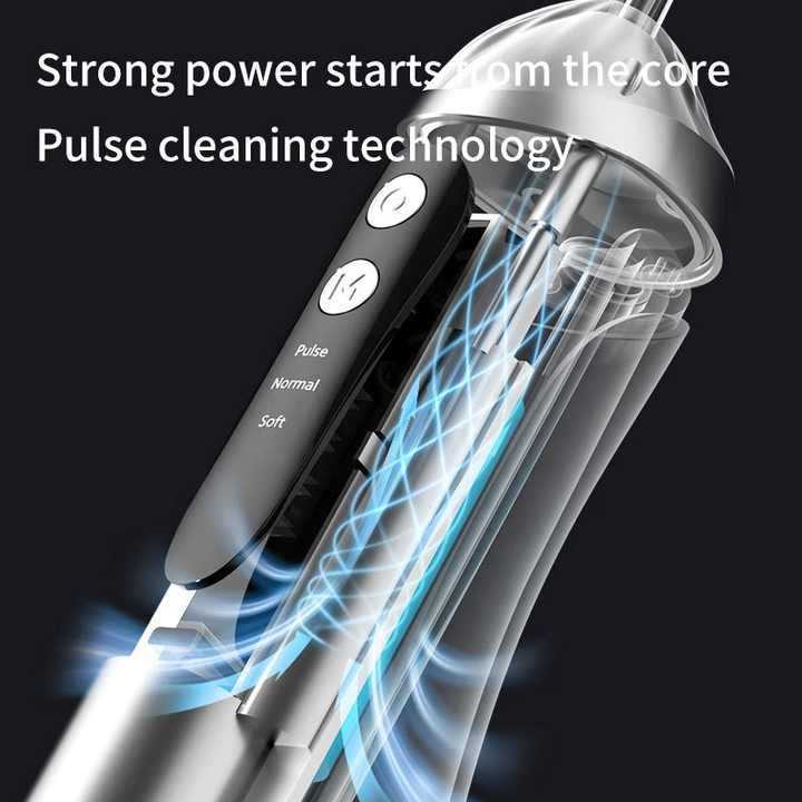 Cordless Oral Irrigator Water Flosser with 4 Interchangeable Tips – Black