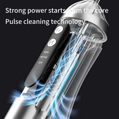 Cordless Oral Irrigator Water Flosser with 4 Interchangeable Tips – Black
