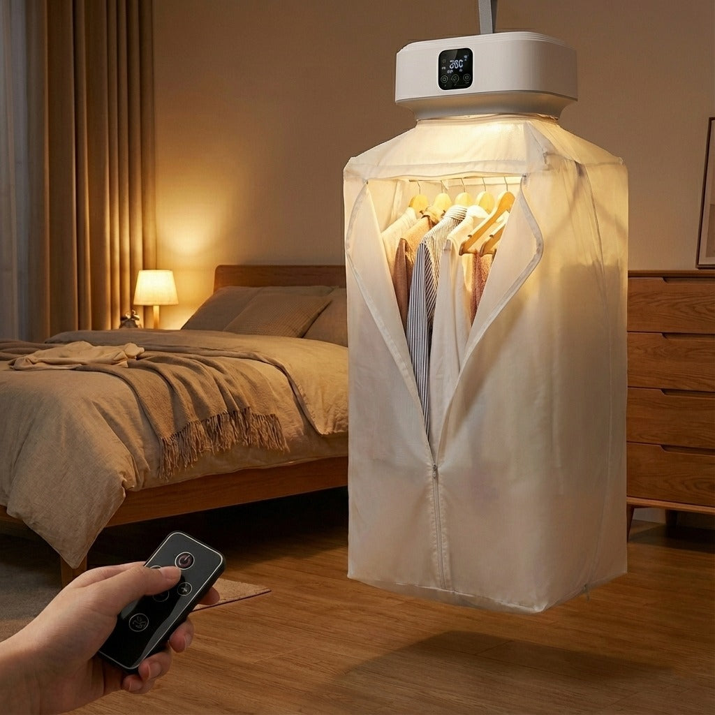 Hanging Electric Clothes Dryer | Portable Wardrobe Drying Cabinet with Remote & Digital Display