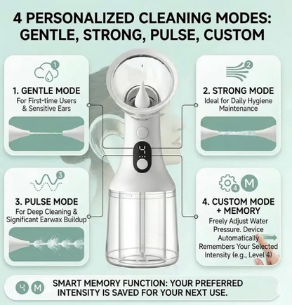 Electric Ear Cleaner with 4 Modes & Adjustable Pressure – Digital Ear Cleaning Rinse Device
