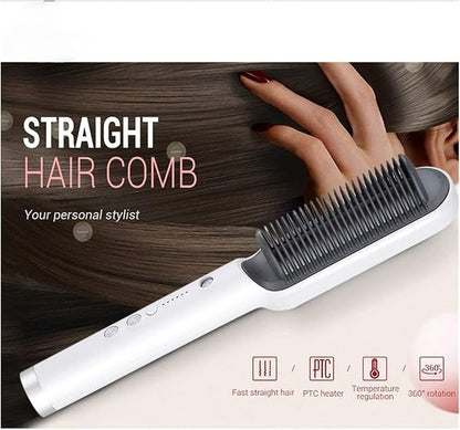 Electric Hair Straightener Comb – Temperature Control Hair Smoothing Brush