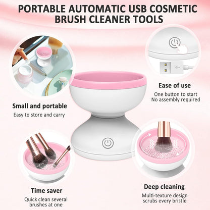 Electric Makeup Brush Cleaner & Washer Machine – Automatic Cosmetic Brush Cleaning Bowl