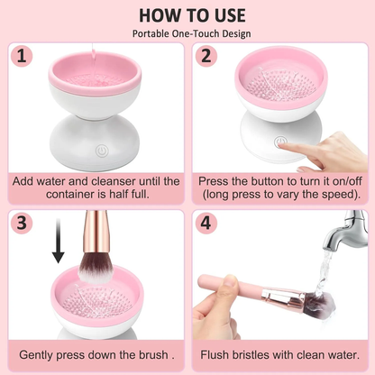 Electric Makeup Brush Cleaner & Washer Machine – Automatic Cosmetic Brush Cleaning Bowl